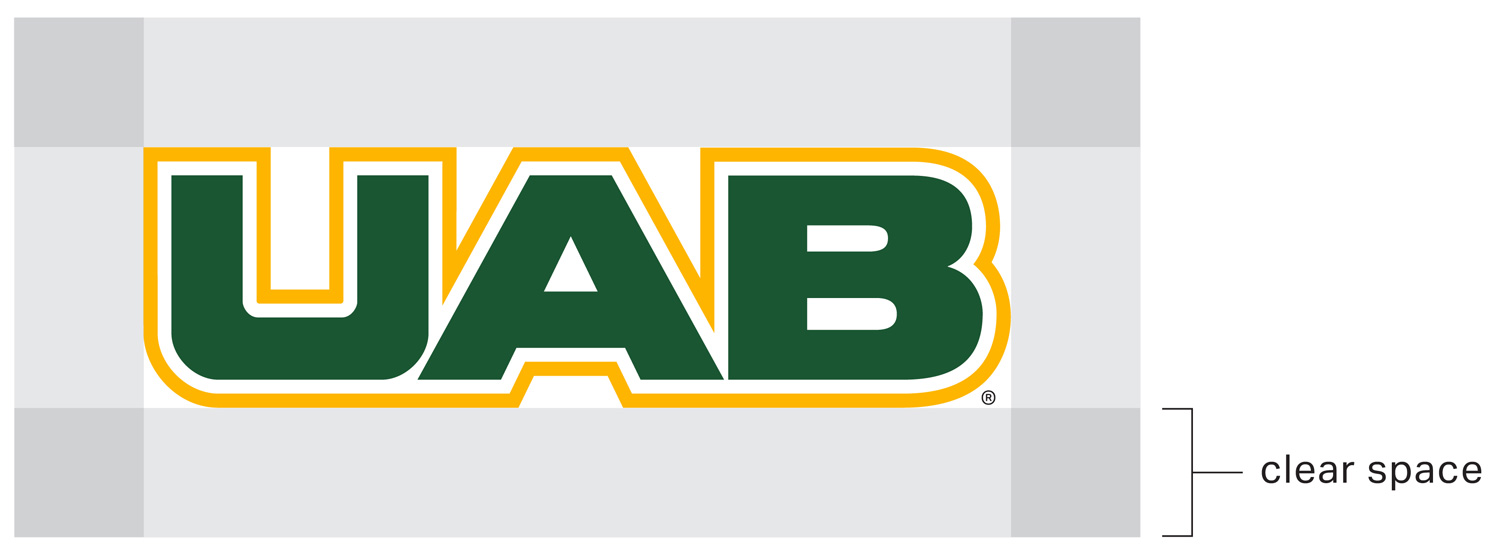 Graphic showing monogram clear space