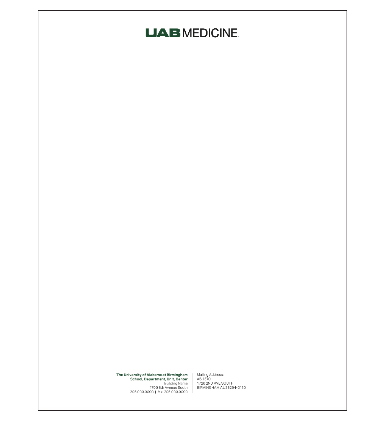letterhead centered