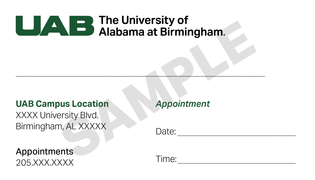 Appointment Card sample