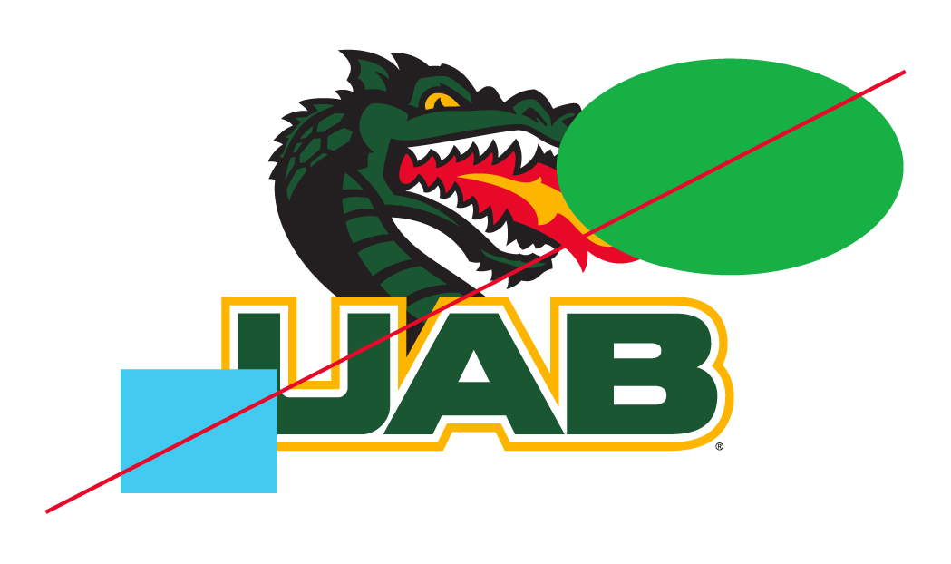 graphic showing blaze with UAB clear space usage