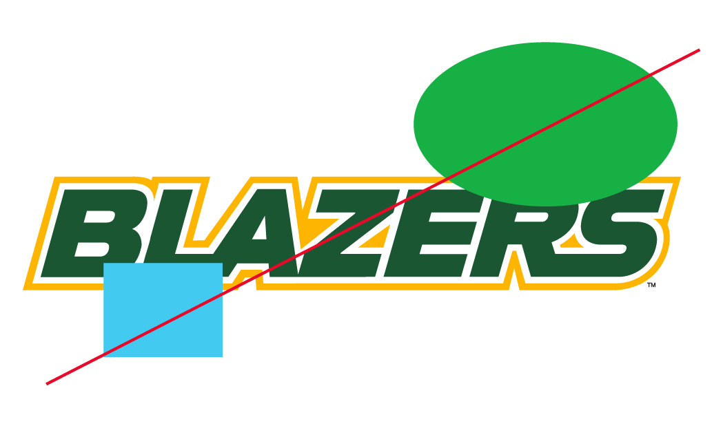graphic showing blazers wordmark clear space usage