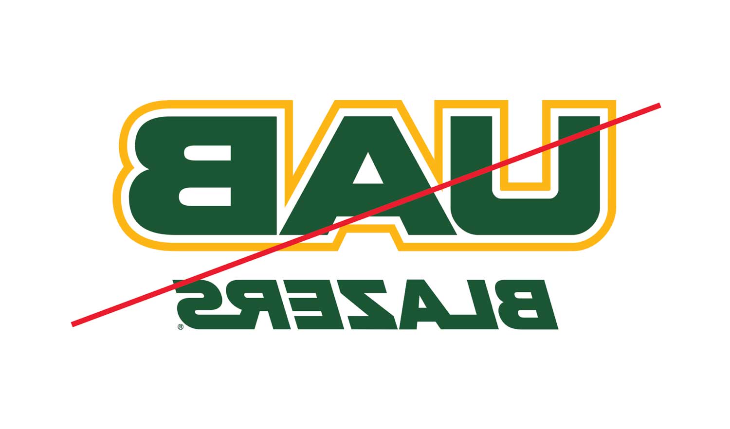 Graphic showing UABBlazers Combo Spirit Mark Inappropriate Use 4