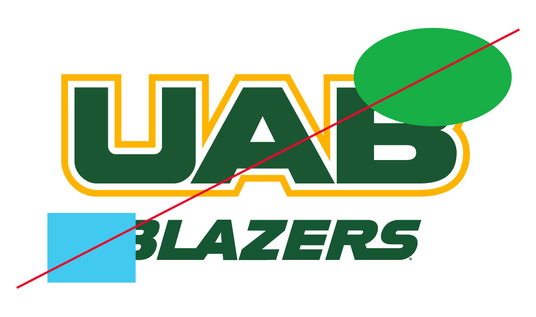graphic showing UAB Blazers Wordmark clear space usage
