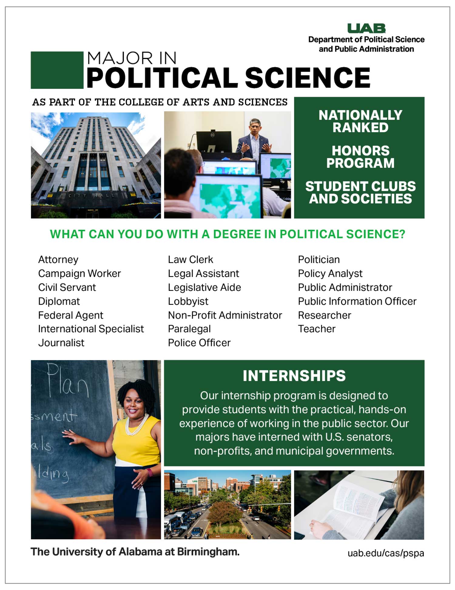 Graphic showing shortcut + wordmark logo usage on department handout