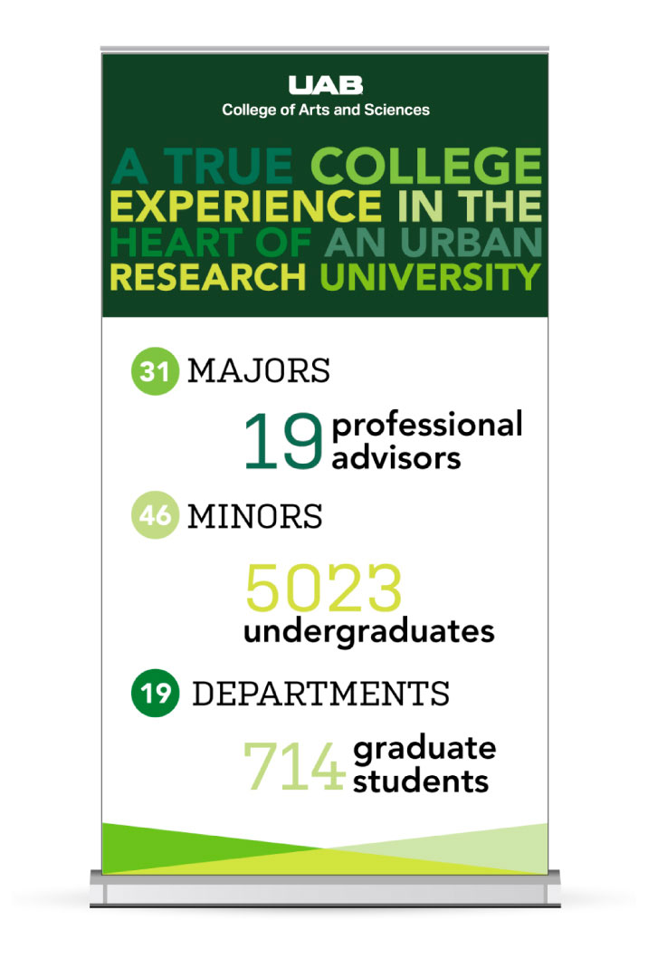 Graphic showing shortcut logo usage on tabletop banners