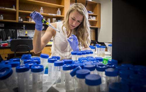 Student in lab
