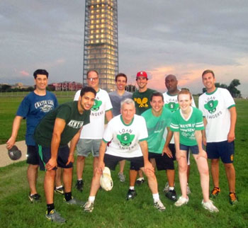Logan and several Pathways interns enjoyed playing on the CFPB softball team, the "Loan Rangers." Logan helped designed the team jersey.