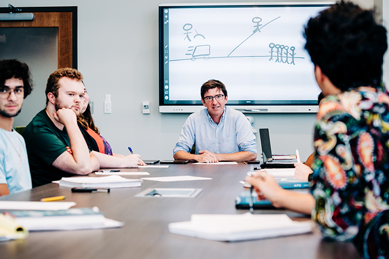 Philosophy students having a classroom discussion.