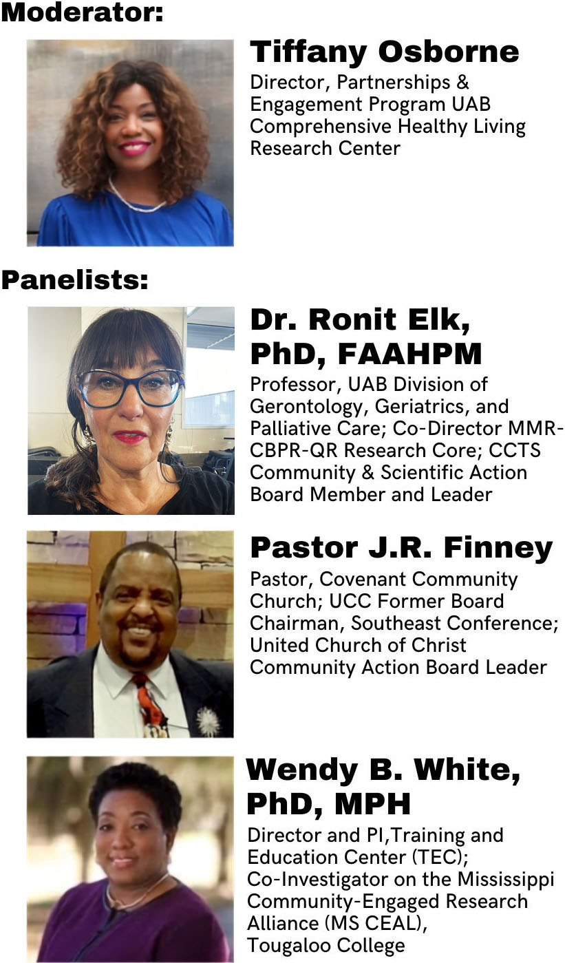 Event moderator and panelists, as listed in the article.