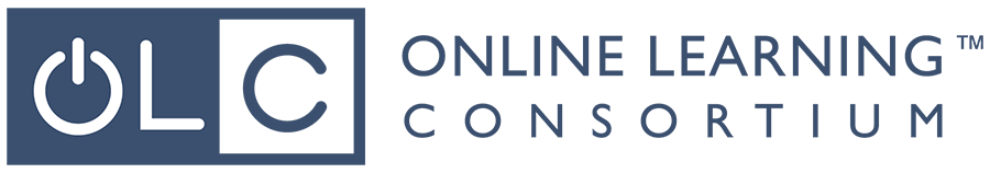 Logo OLC (the O looks like a power button) The online Learning Consortium.