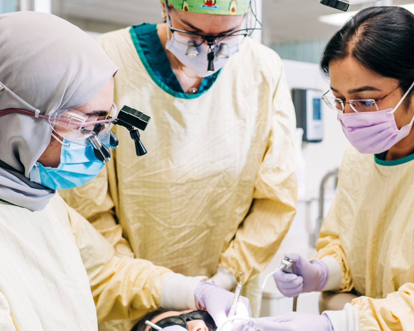 Dentists examining a patients mouth
