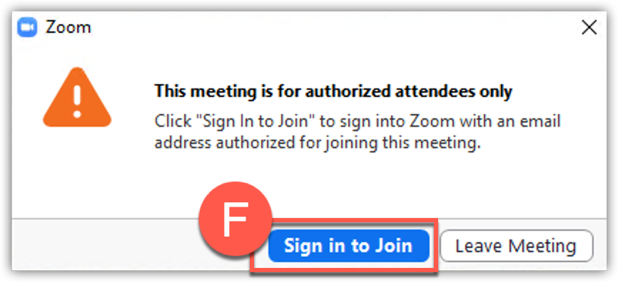 Zoom authentication dialog box with Sign in to Join option highlighted