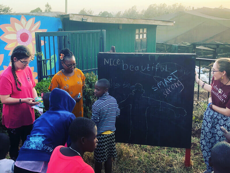 Dr. Moak with students in Kenya