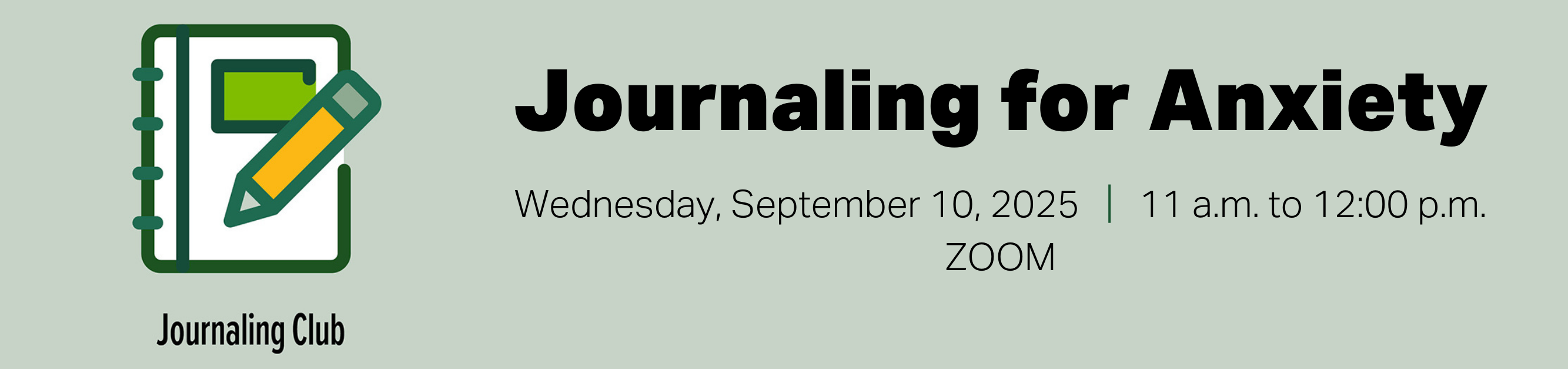 Register for Journaling Club, Wednesday, September 10, 2025, from 11 a.m. to 12:00 p.m., Zoom