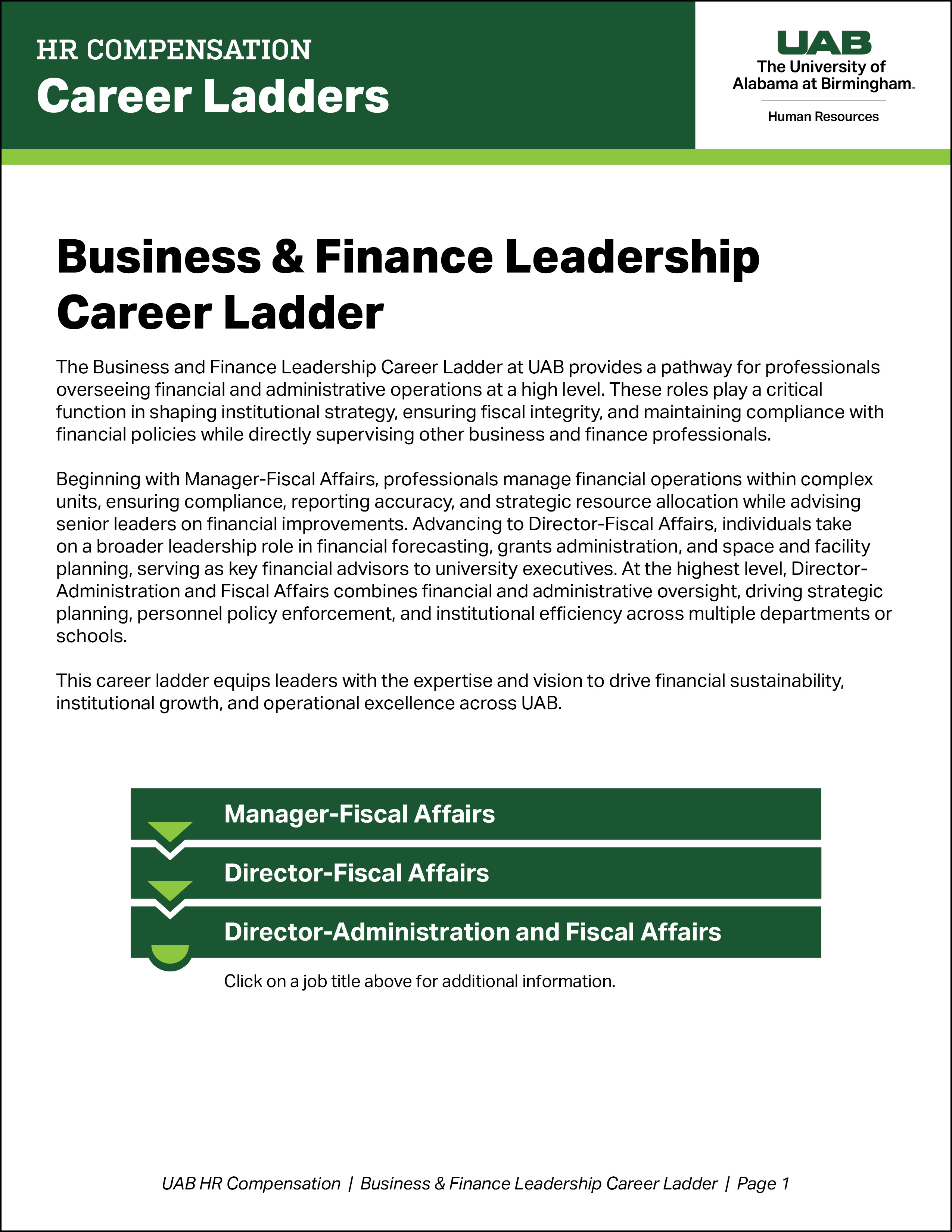 Business & Finance Leadership Career Ladder