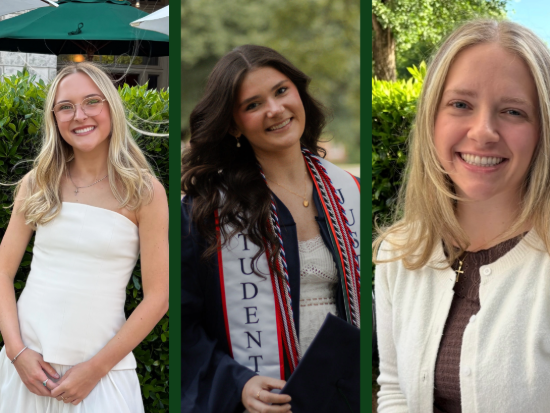 Pictured from left to right are Isabella Cheatwood, Natalie Snow, and Hannah Sterndorf from Emergency Medicine's Scribe Program.