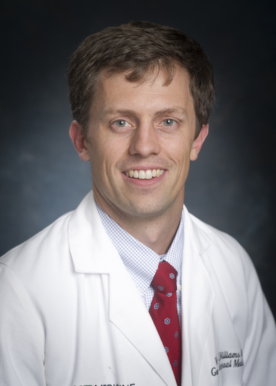 Head shot of Dr. Winter Williams, MD (Assistant Professor, Internal Medicine) wearing white medical coat, 2016.