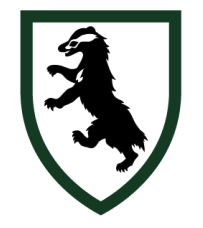 Crest logo of a badger.