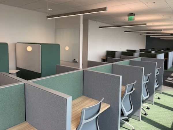 Row of study cubicles.