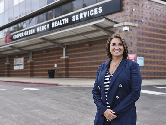 Kelly Borella outside of Cooper Green