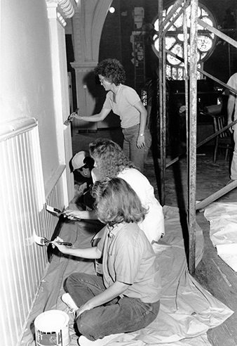 students painting
