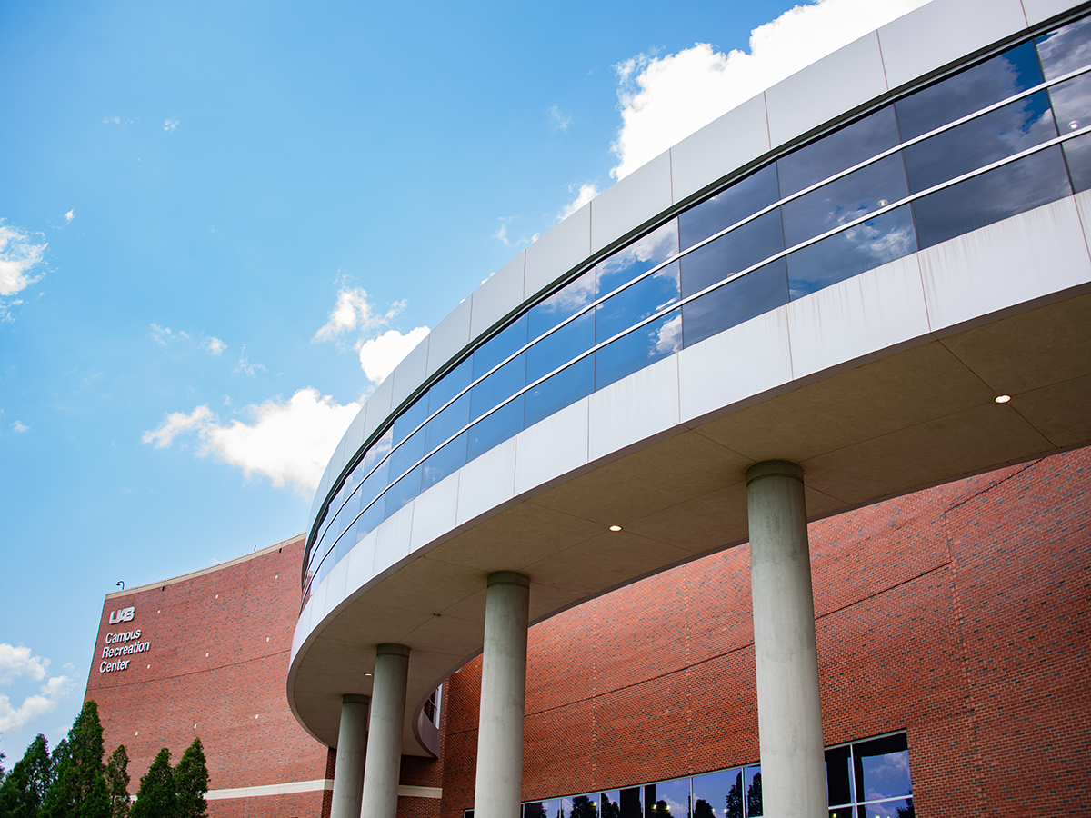 UAB Campus Recreation Center track seen from exterior