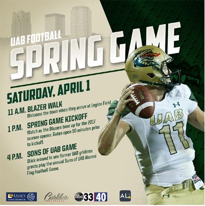 UAB Football Spring Game kicks off April 1