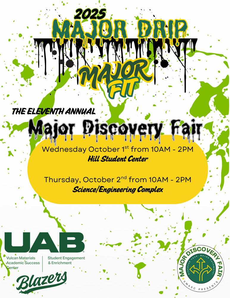 11th annual major discovery fair. Oct. 1 10-2 at Hill Student Center. Oct. 10-2 Science Engineering Complex. 