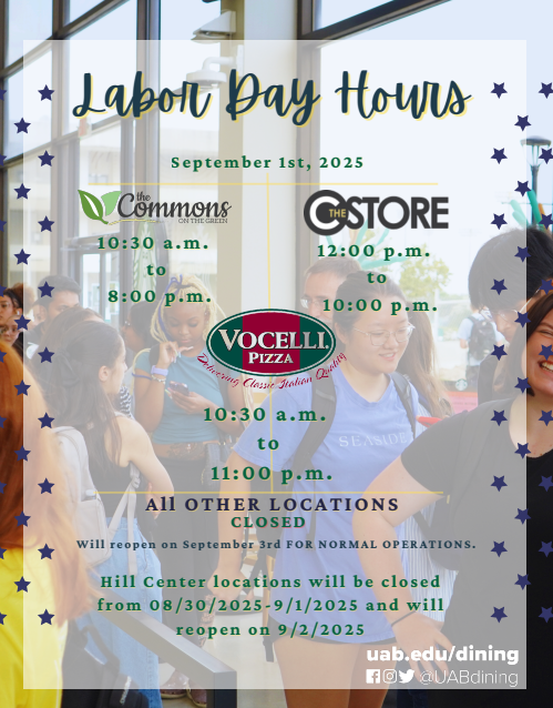 UAB Labor Day 2025 hours