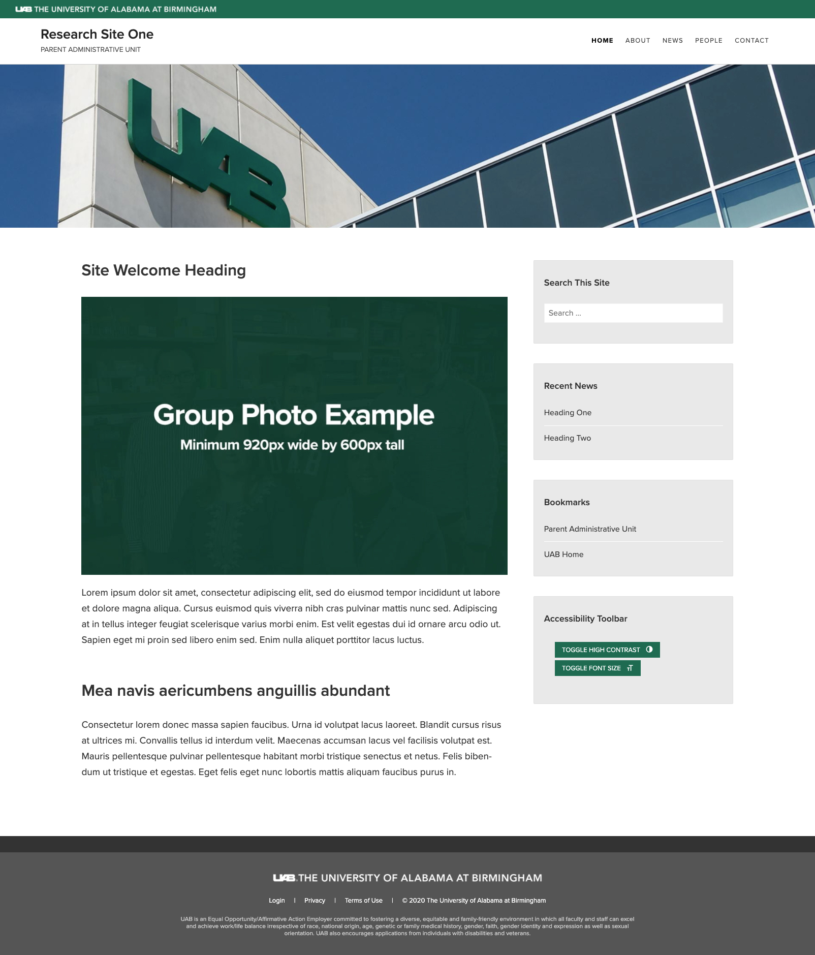 Homepage template